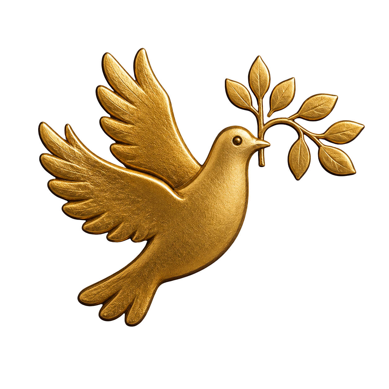 Gold dove carrying an olive branch